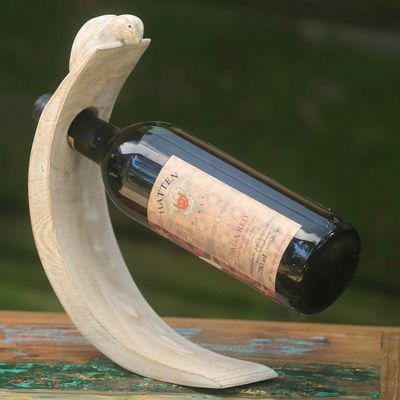 Alternate image for Wood Bottle Holder with White Finish and Turtle Motif White Turtle