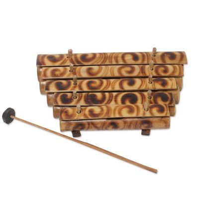 Alternate image for Swirl Motif Bamboo Xylophone with Mallet from Bali Swirling Melody