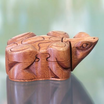 Alternate image for Frog Theme Puzzle Box Balinese Frog