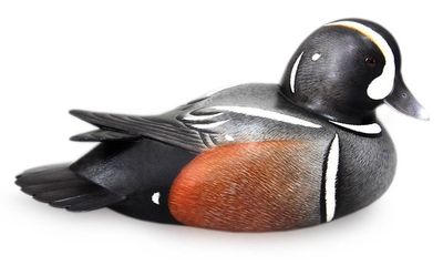Alternate image for Hand Made Wood Bird Sculpture Harlequin Duck