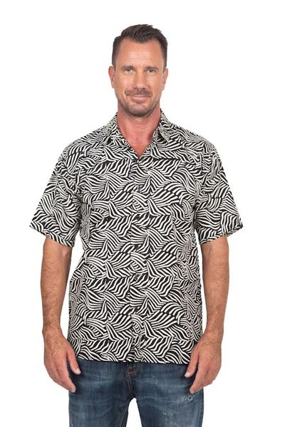 Alternate image for Mens Cotton Batik Button Down Short Sleeve Shirt Bedeg