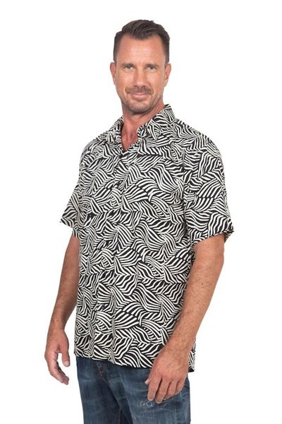 Alternate image for Mens Cotton Batik Button Down Short Sleeve Shirt Bedeg