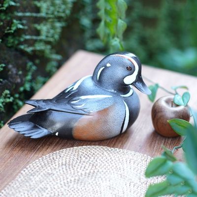 Alternate image for Hand Made Wood Bird Sculpture Harlequin Duck