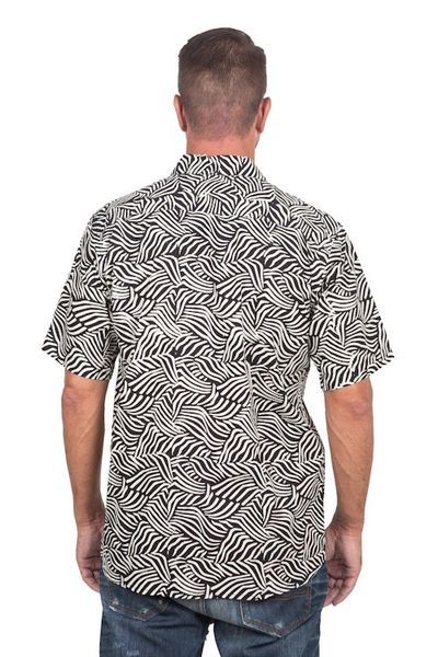 Alternate image for Mens Cotton Batik Button Down Short Sleeve Shirt Bedeg