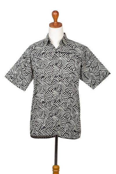 Alternate image for Mens Cotton Batik Button Down Short Sleeve Shirt Bedeg
