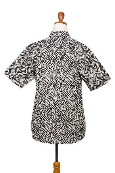 Alternate image for Mens Cotton Batik Button Down Short Sleeve Shirt Bedeg