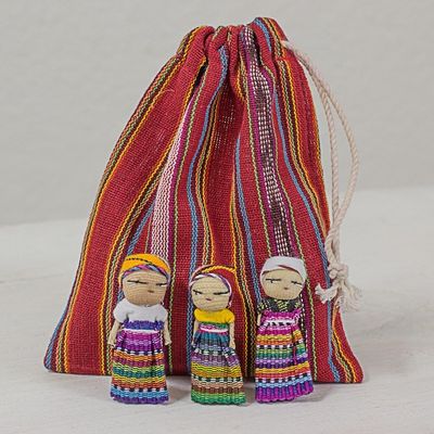 Alternate image for Set of 12 Guatemalan Worry Dolls with Pouch in 100 Cotton The Worry Doll League
