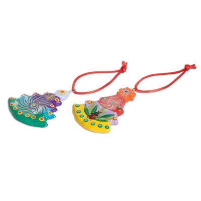 Alternate image for Hand Painted Ceramic Tree Ornaments Set of 6 Christmas Tree