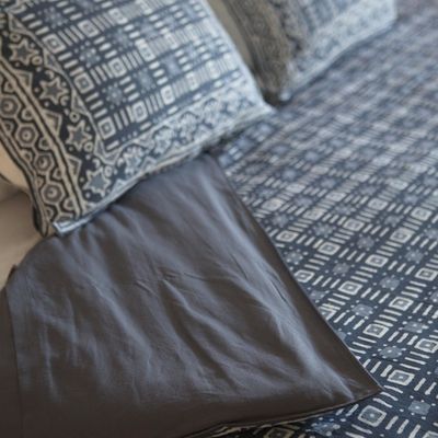 Alternate image for Block-Printed Duvet Cover and Sham Set 3 Pieces Rajasthani Grey