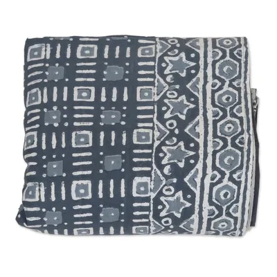 Alternate image for Block-Printed Duvet Cover and Sham Set 3 Pieces Rajasthani Grey