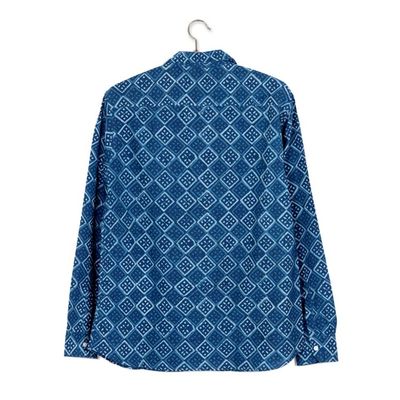 Alternate image for Block-Printed Mens Cotton Shirt from India Bold Diamonds