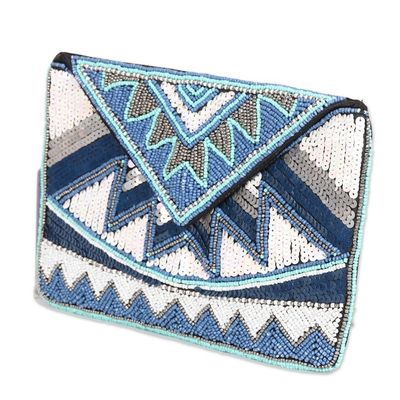 Alternate image for Geometric Beaded Evening Bag Crafted in India Glamorous Symphony