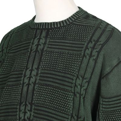 Alternate image for Mens Green Cotton Sweater with a Unique Pattern from India Gallant Green
