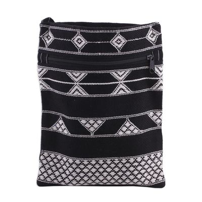 Alternate image for Hand Woven Black and White Cotton Sling Bag Rajasthani Roads