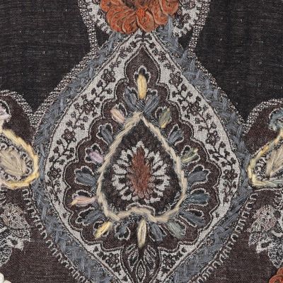 Alternate image for Hand-Embroidered Wool Shawl with Warm-Toned Paisley Details Beguiling Paisley