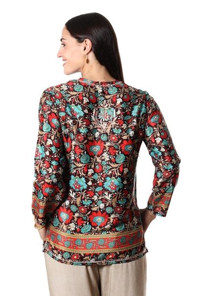 Alternate image for Multicolored Tunic with Hand-Embroidered Chikankari Royal Palace