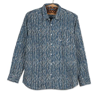 Alternate image for Mens Long-Sleeve Block-Printed Shirt from India Traditional Elegance