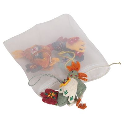 Alternate image for Handmade Wool Felt Ornaments Set of 3 Three French Hens