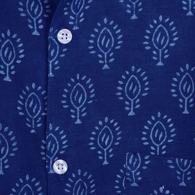 Alternate image for Mens Block-Printed Indigo Cotton Shirt from India Indigo Joy