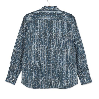 Alternate image for Mens Long-Sleeve Block-Printed Shirt from India Traditional Elegance