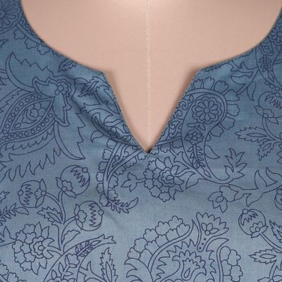 Alternate image for Block-Printed Cotton Tunic with Paisley Motif Paisley Buds