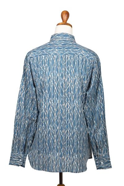Alternate image for Mens Long-Sleeve Block-Printed Shirt from India Traditional Elegance