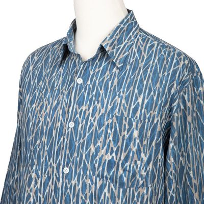 Alternate image for Mens Long-Sleeve Block-Printed Shirt from India Traditional Elegance