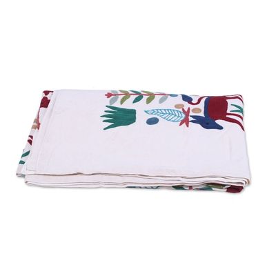 Alternate image for Animal Themed Twin Bedspread Hand Woven in India Jungle Frolic