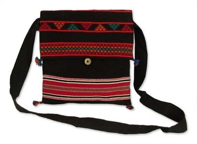 Alternate image for Indian Embroidered Cotton Shoulder Bag Celebration