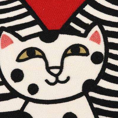 Alternate image for Cat-Themed Embroidered Cotton Cushion Covers Pair Cat Family