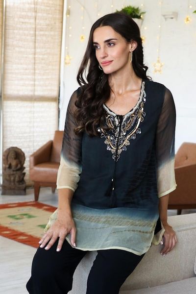 Alternate image for Tie-Dyed Tunic with Glass Bead Detail Magical Glamour