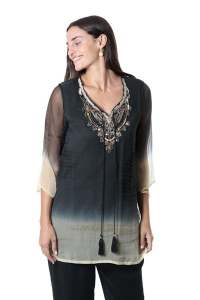 Alternate image for Tie-Dyed Tunic with Glass Bead Detail Magical Glamour