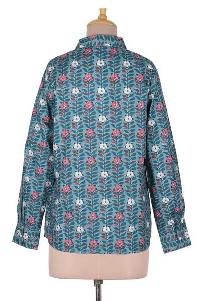 Alternate image for Printed Long Sleeve Cotton Shirt Floral Saga