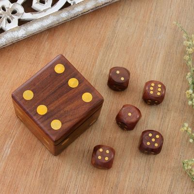 Alternate image for Wood Dice Set with Matching Box from India Game of Chance