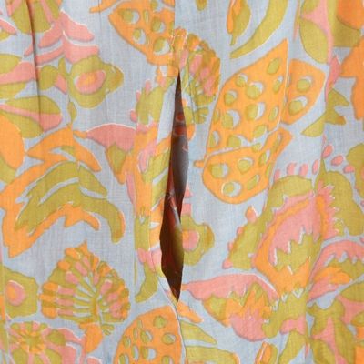 Alternate image for Flutter Sleeve Chartreuse and Cerulean Cotton Maxi Dress Spring Symphony