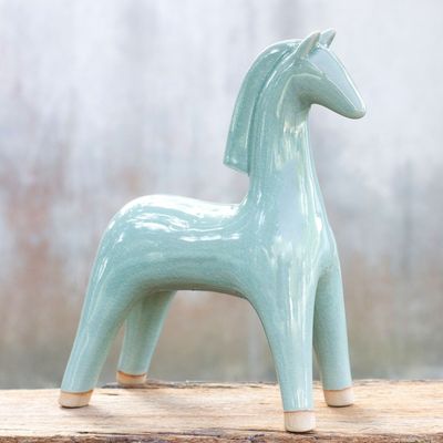 Alternate image for Celadon ceramic statuette Elegant Equine
