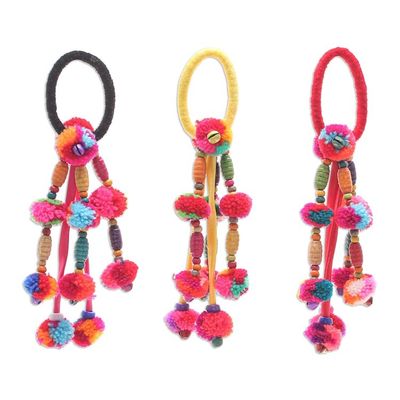 Alternate image for Hand Crafted Cotton-Blend Hair Scrunchies Set of 3 Tribal Beauty in Desert