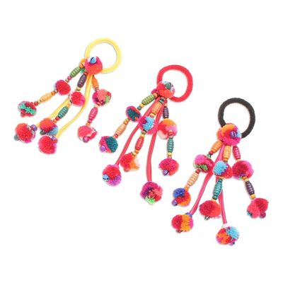 Alternate image for Hand Crafted Cotton-Blend Hair Scrunchies Set of 3 Tribal Beauty in Desert