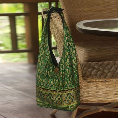Alternate image for Hand Crafted Cotton Sling Handbag from Thailand Royal Thai Emerald