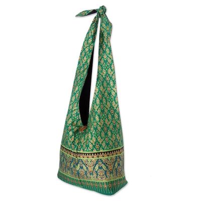 Alternate image for Hand Crafted Cotton Sling Handbag from Thailand Royal Thai Emerald