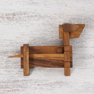 Alternate image for Handcrafted Wood Dog-Shaped Puzzle from Thailand Excited Puppy