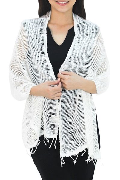 Alternate image for Thai White Cotton Scarf Breezy White