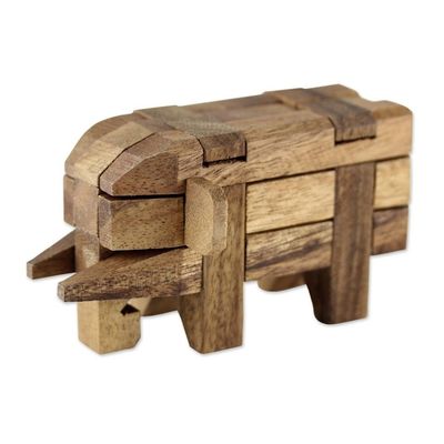 Alternate image for Rain Tree Wood Elephant Puzzle from Thailand Elephant Puzzle