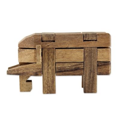 Alternate image for Rain Tree Wood Elephant Puzzle from Thailand Elephant Puzzle