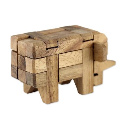 Alternate image for Rain Tree Wood Elephant Puzzle from Thailand Elephant Puzzle