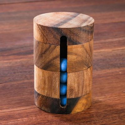 Alternate image for Handcrafted Wood Cylindrical Puzzle from Thailand Spin to Win
