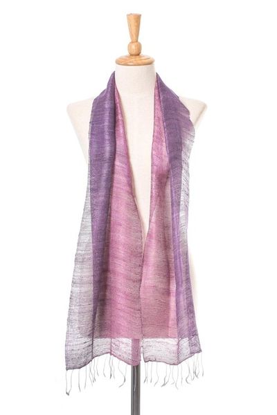 Alternate image for Pink and Purple Silk Scarf from Thailand Bold Orchid