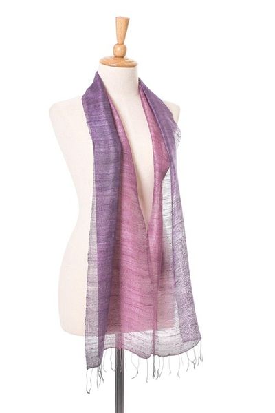 Alternate image for Pink and Purple Silk Scarf from Thailand Bold Orchid