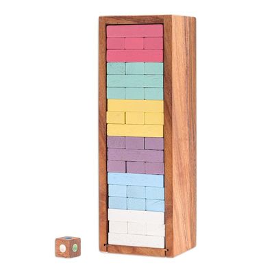 Alternate image for Thai Raintree Wood Stacking Puzzle Colorful Balance in Medium