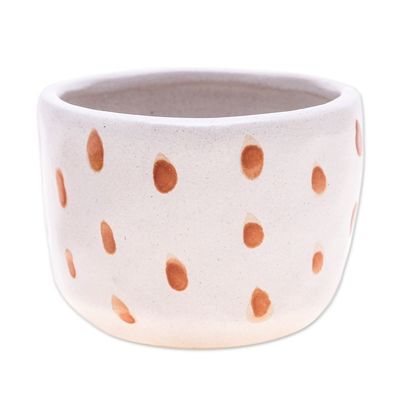 Alternate image for Handcrafted Ceramic Flower Pot with Brown Speckle Pattern Speckled Bud